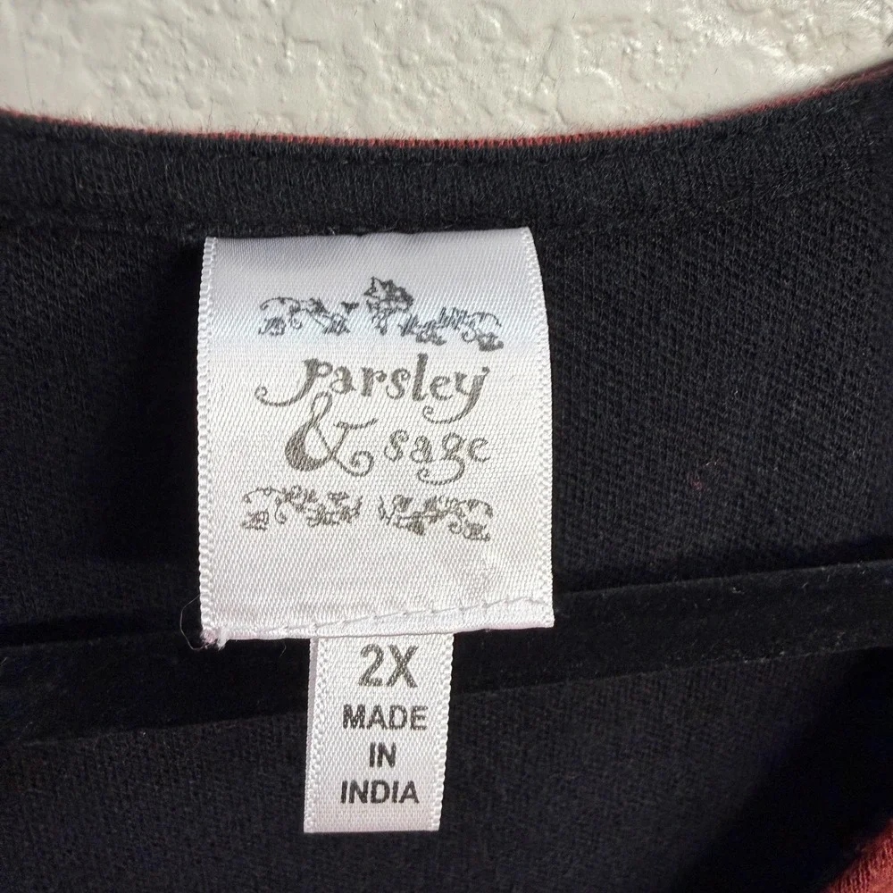 Parsley & Sage Womens Plus 2X‎ Reversible Knit Top Red Black Long Sleeve Cozy